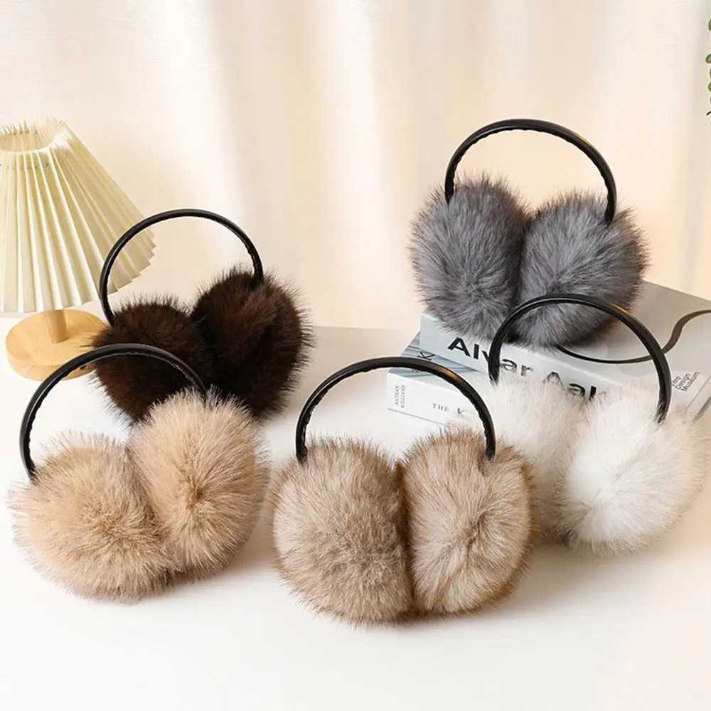 1PC Thicken Soft Plush Ear Warmer Fox Fur Ear Muffs Winter Warm Earmuffs Fashion Ear Cover Outdoor Cold Protection Earflap INS