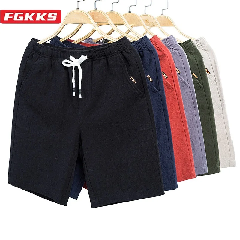 

Мужские повседневные шорты FGKKS, узкие Пляжные штаны из чистого хлопка, высокого качества, 2024