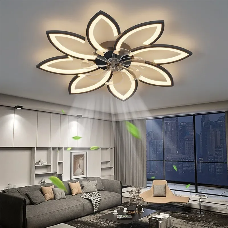 Modern Residential Smart Home Decorative Remote Control Gold Black White Ceiling Fan Lamp Luxury Chandelier Led Ceiling Fan