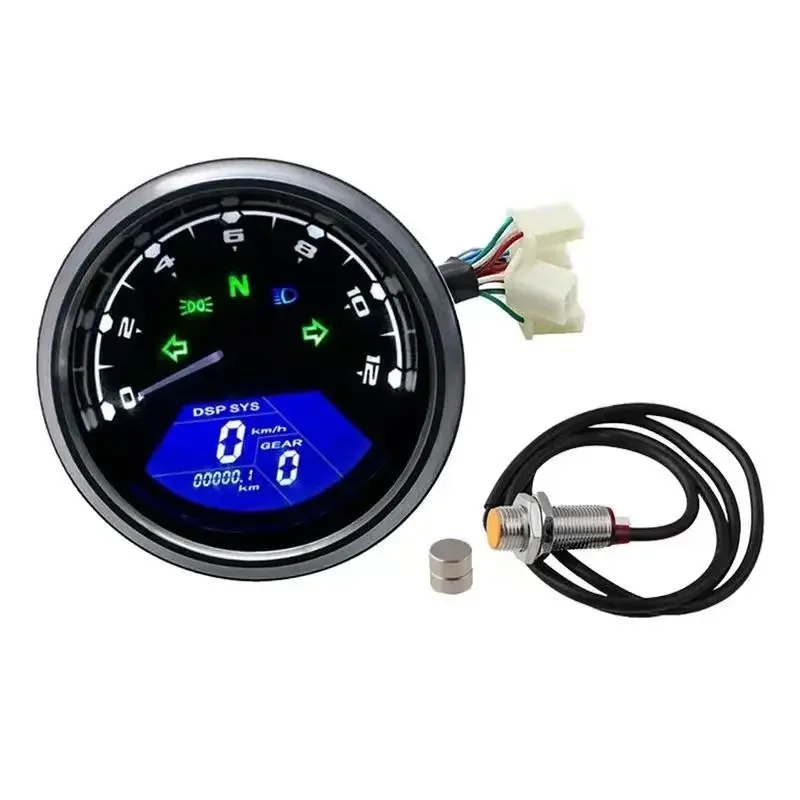 12V Motorcycle Digital Speedometer Meter Gauge LCD Digital Tachometer ...