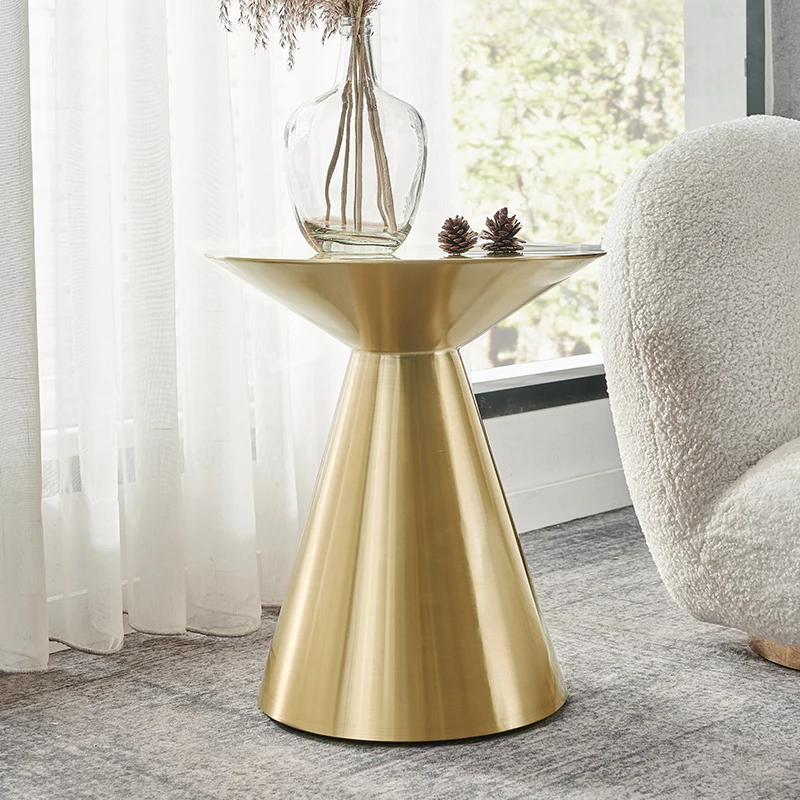 

Light luxury stainless steel small coffee table, living room round table, sofa side table, bedroom round table, modern simple go