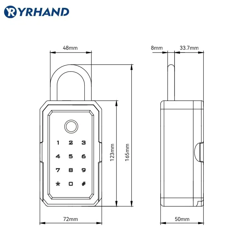 YRHAND TTlock WiFi Caixas De Segurança, senha Inteligente Fingerprint Digital Caixas De Fechamento Eletrônico, Tuya Caixas De Fechamento Eletrônico