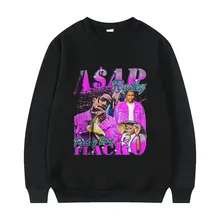 

Rap Hip Hop Singer ASAP Rocky Portrait Graphic Aesthetics Sweatshirt Men Women Fashion Streetwear Unisex Men's Cotton Pullover