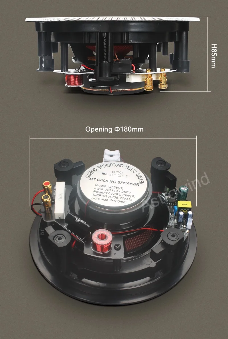 Colunas de teto bluetooth sem fios para áudio de casa_voghion.com