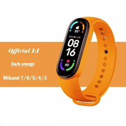 High-Quality Silicone Sport Bands - Durable Replacement Watch Straps - Mi band 7 6 5 (Dark orange 22)