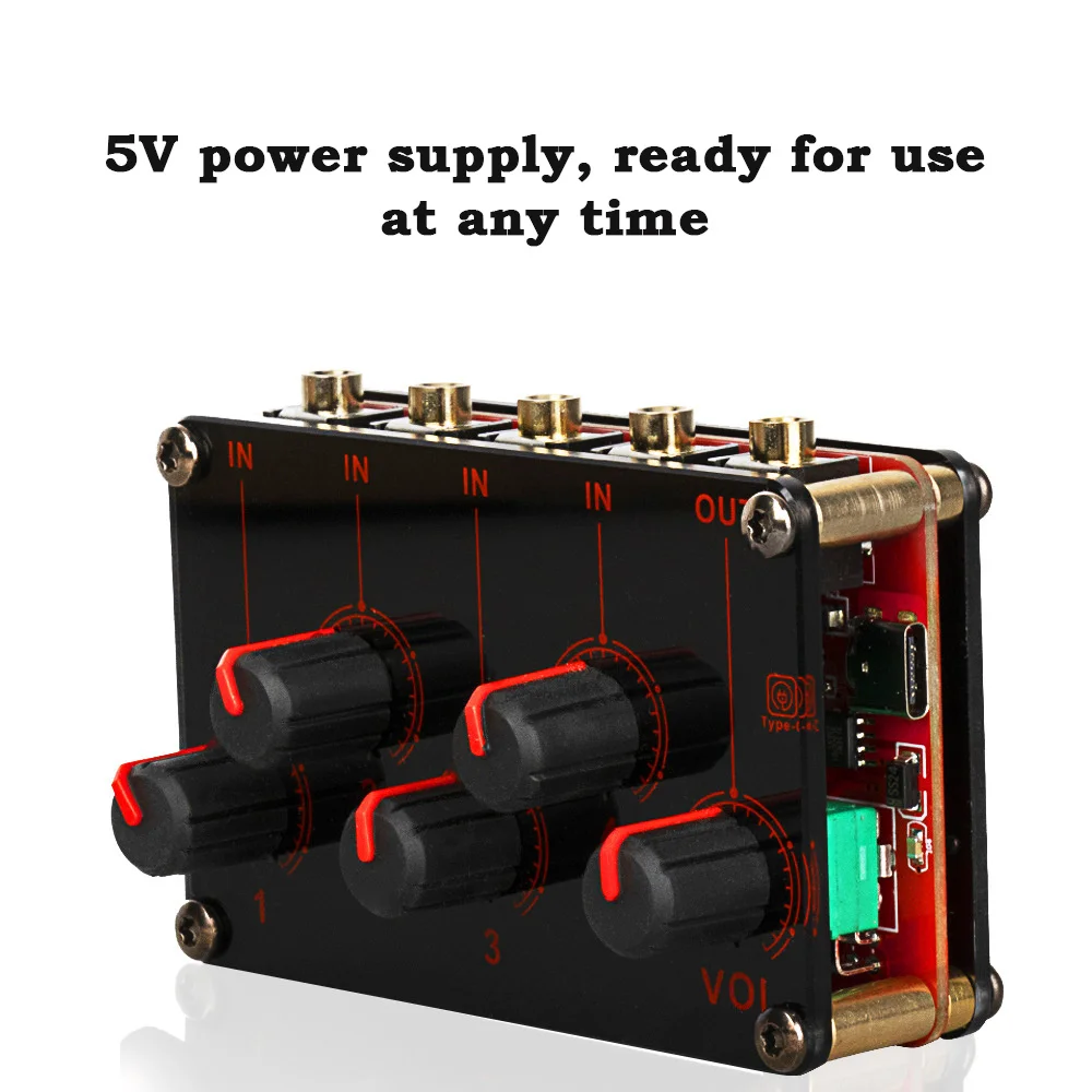 4 Channel Stereo Audio Mixer USB 5V Power Line Portable Analog Sound Mixing Console