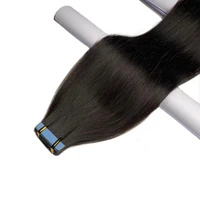 Bande adhésive 100% vrais cheveux humains Remy cheveux humains brésiliens Extensions droites peau trame colle adhésive sur Salon qualité pour femme 5