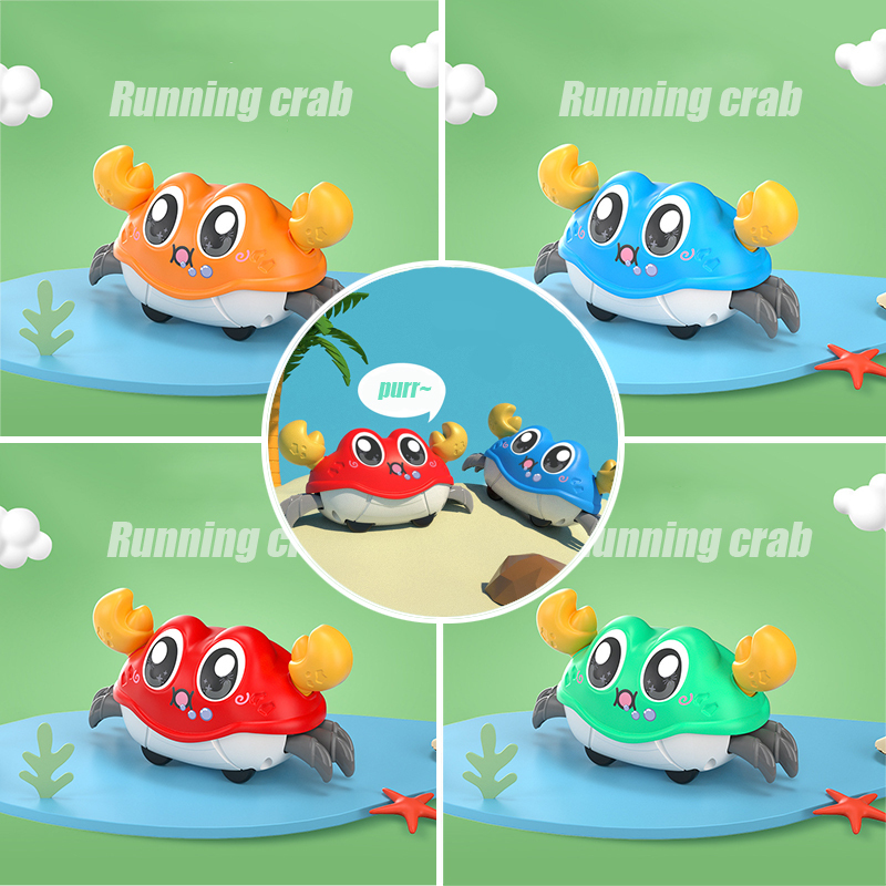 Random 1 pc Running crab Kids fun double pull back run bubble cartoon crab will crawl boy girl sliding toy
