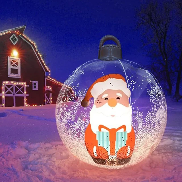 60cm PVC Inflatable Christmas Balls Toys Light Up Giant Decorated Inflatable Ball Xmas Tree Ornaments Christmas Decoration 2024 3