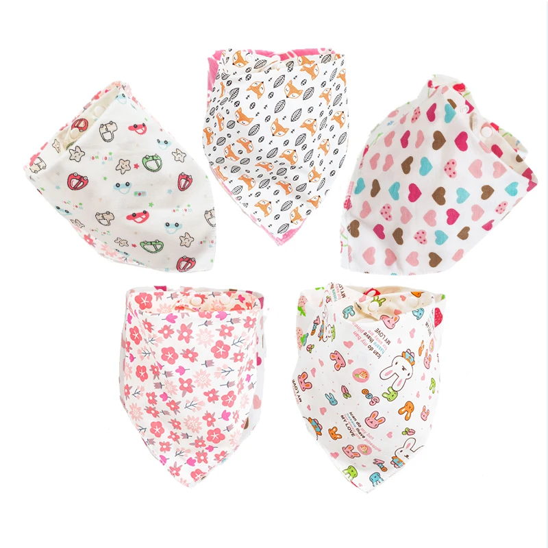 newborn socks for babies Baby Bibs Triangle Double Cotton Bibs Cute Cotton Comfortable Drooling and Teething 5 Pcs Towel Saliva Towel for Newborn Child Baby Accessories cute	 Baby Accessories