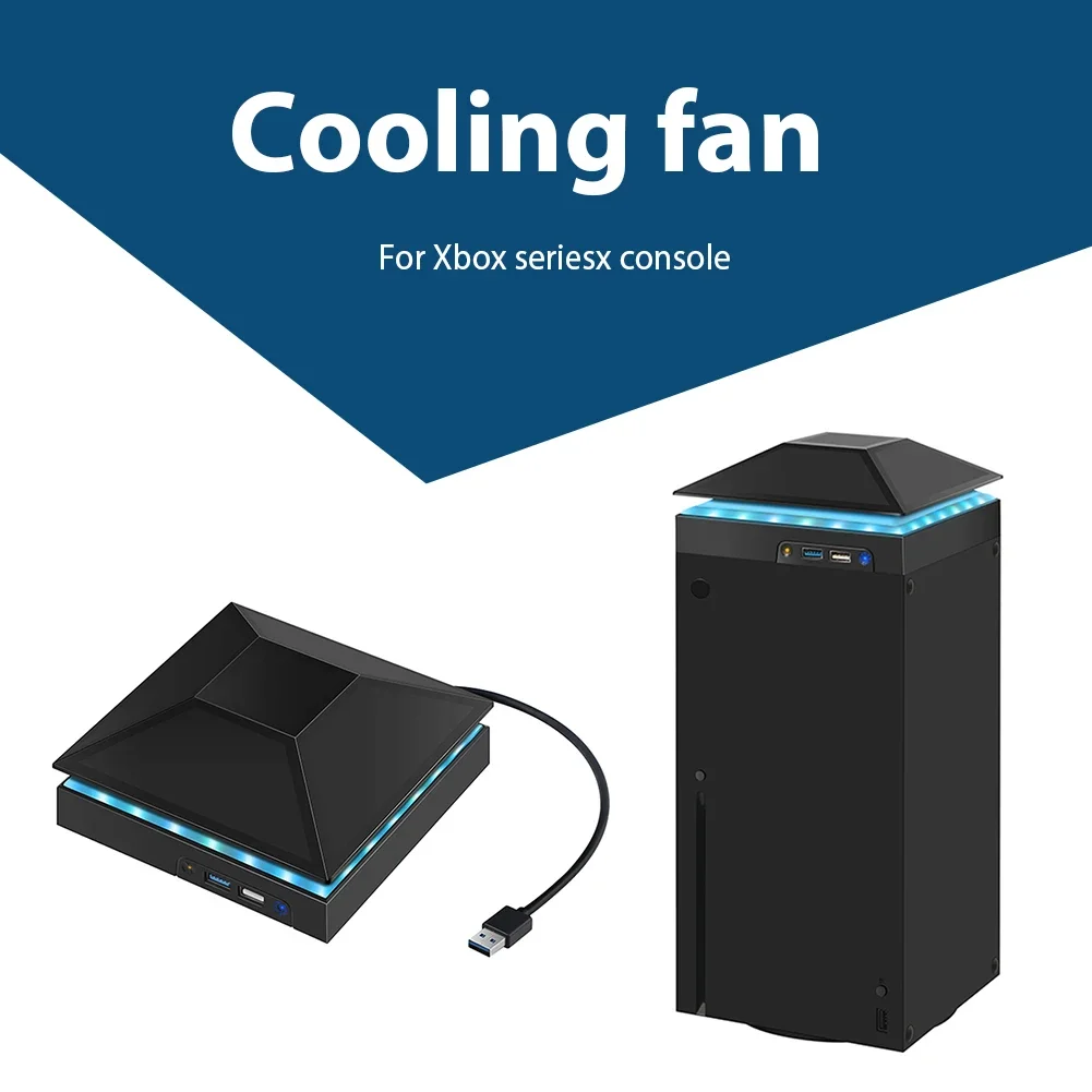 Cooling Fan Top Dust Proof Cover 3 Speed Adjustable Fan Cooling System RGB Breathing Light 2 USB for Xbox Series X Game Console