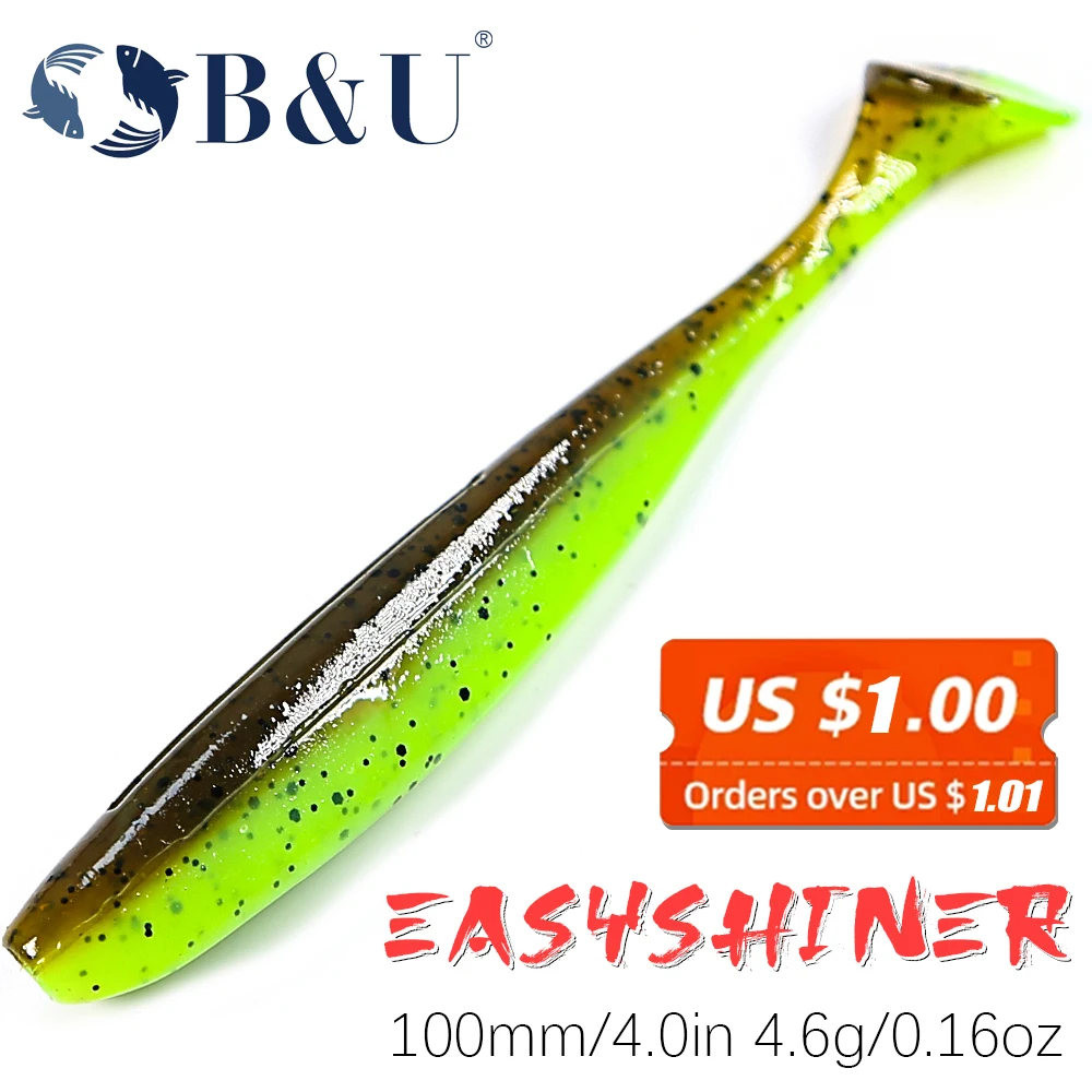 B &amp U Easy Shiner рыболовные приманки Мягкая приманка 100 мм большие для форели воблеры