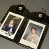 INS Transparent Sparkling Kpop Idol Card Holder Fit 3inch Glitter Pvc Student ID Bank Bus Card Storage Protective Cover Keychain 2