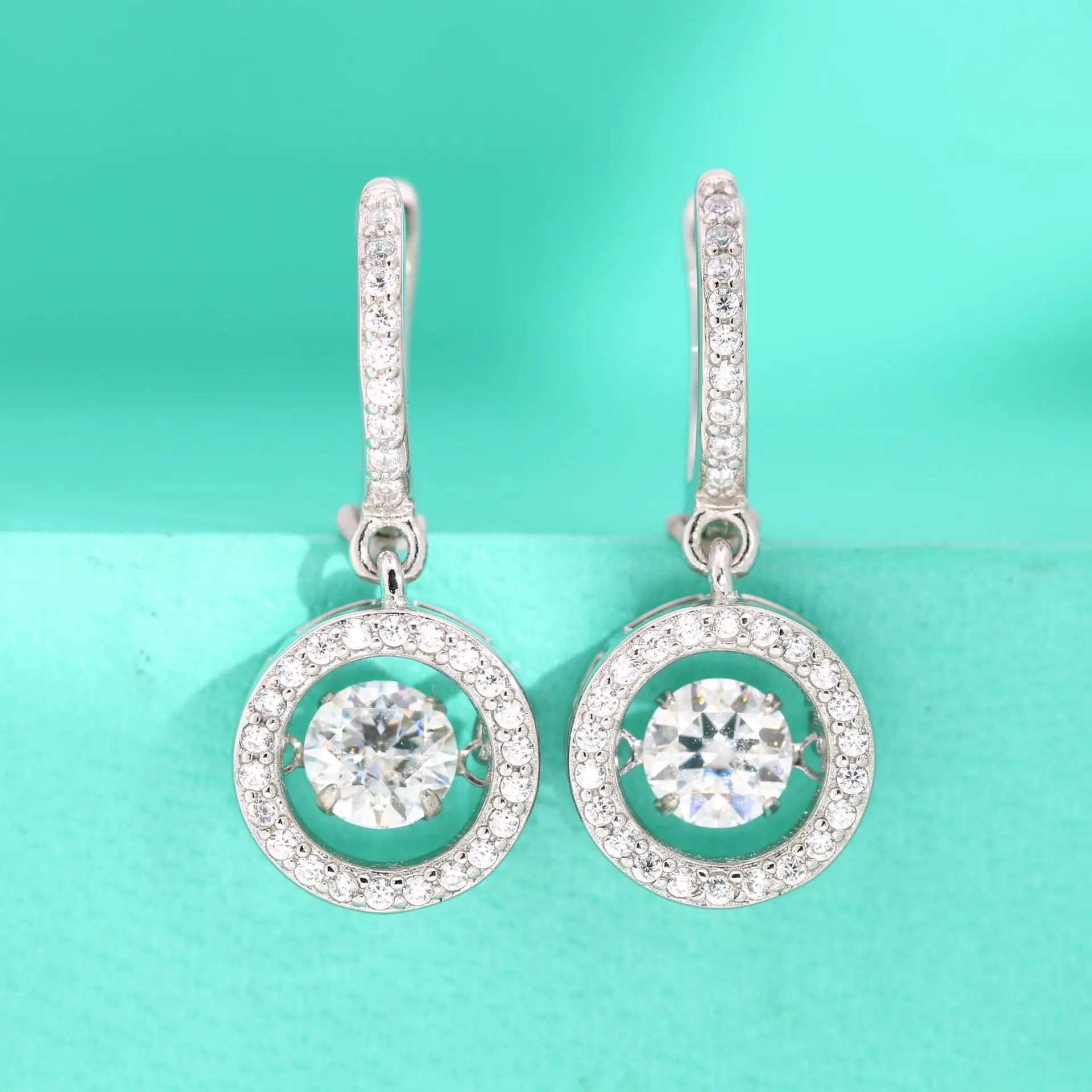 

Серьги-подвески женские из серебра 6,5 пробы с муассанитом, 925 мм