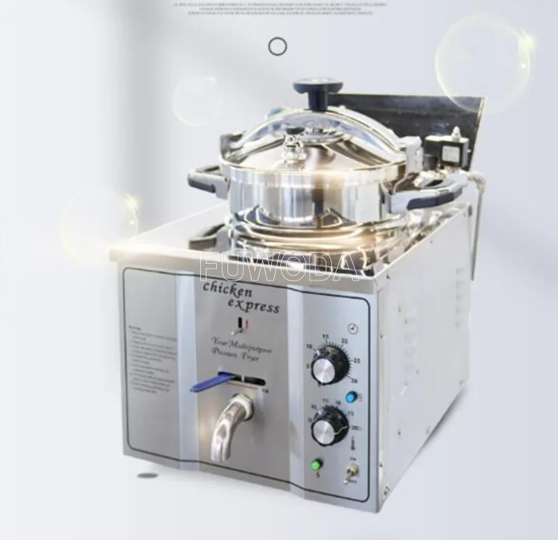 3KW/H Electric Commercial Food Chicken Deep Fryer With Thermostat Food Pressure Fryer Table Top 16L Commercial Deep