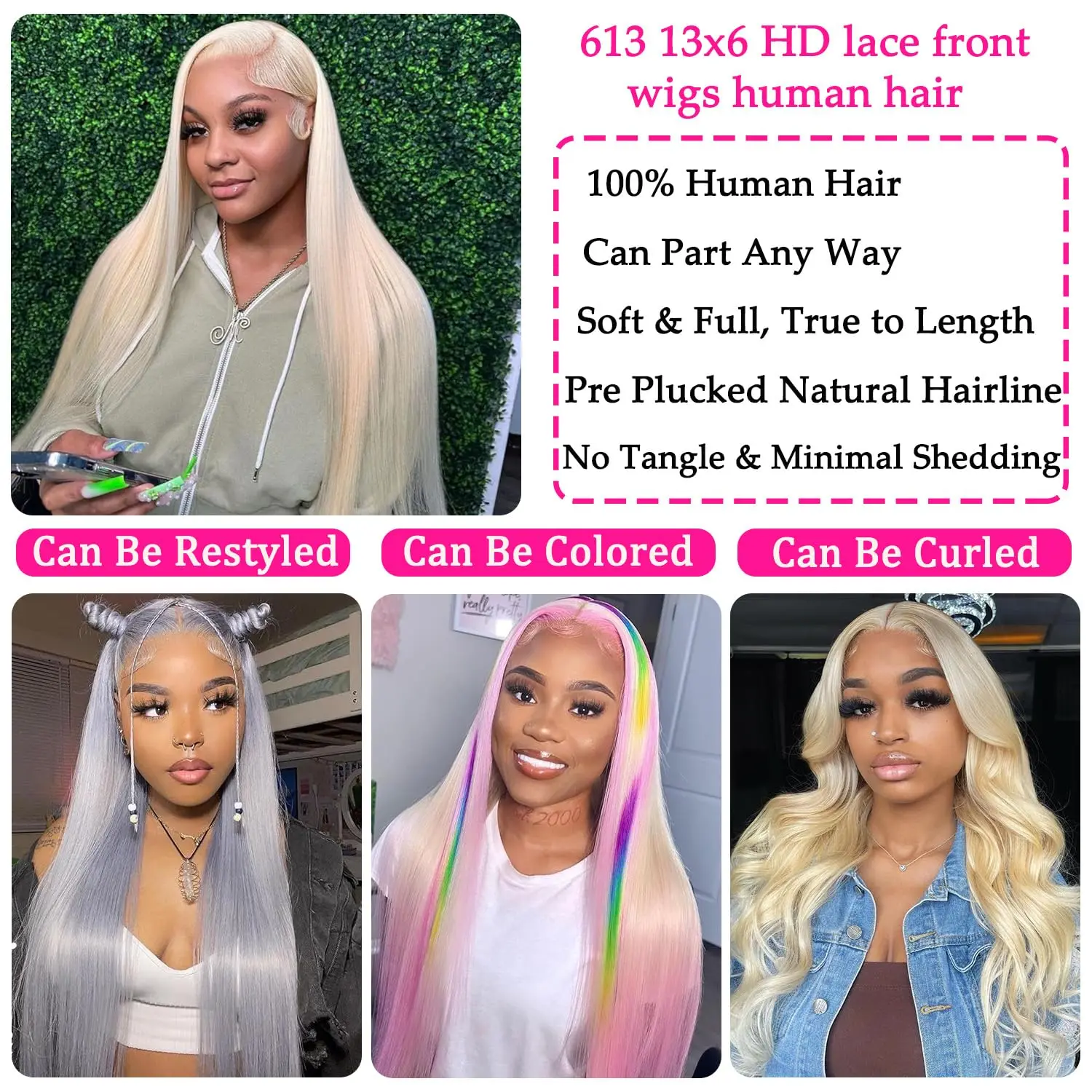 613 Lace Front Wig Human Hair 13x4 Straight 613 Hd Lace Frontal Wig Human Hair Pre Plucked Blonde Wig for Women 200% Density