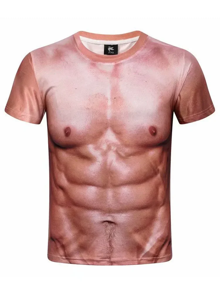 

3D Brave Men's Muscle Dress Muscle Men's T-shirt Personalized and Realistic Cosplay False Chest Muscle False Abdominal Muscle Sh