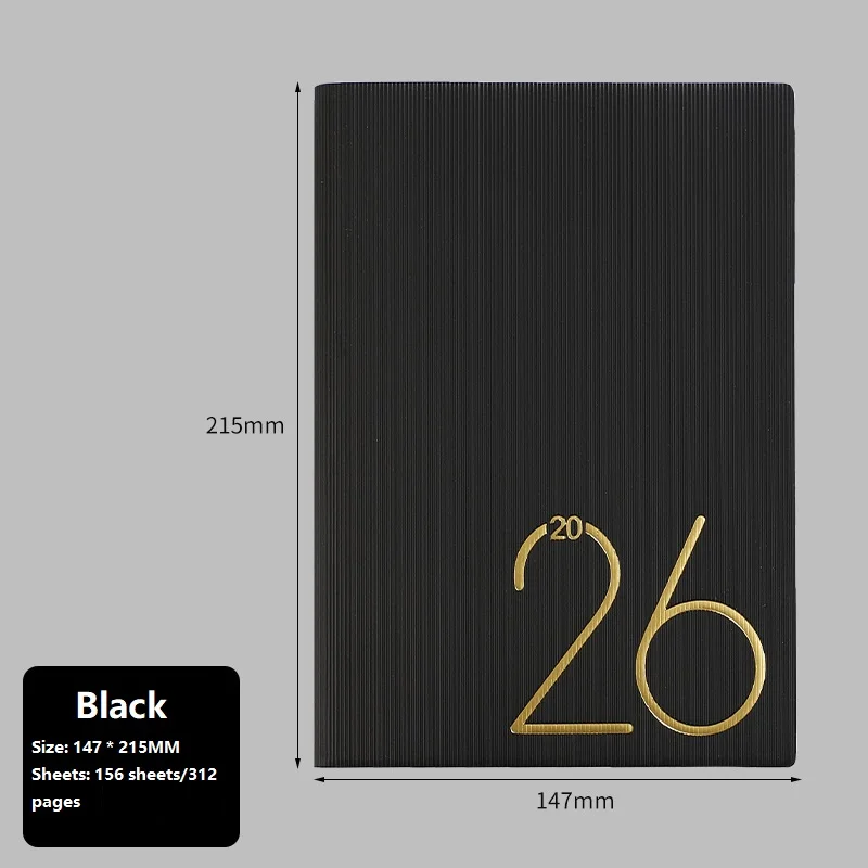 Bilingual 2026 Daily Planner Notebook - 365-Day Time Management Organizer with Weekly and Monthly Memo Sections