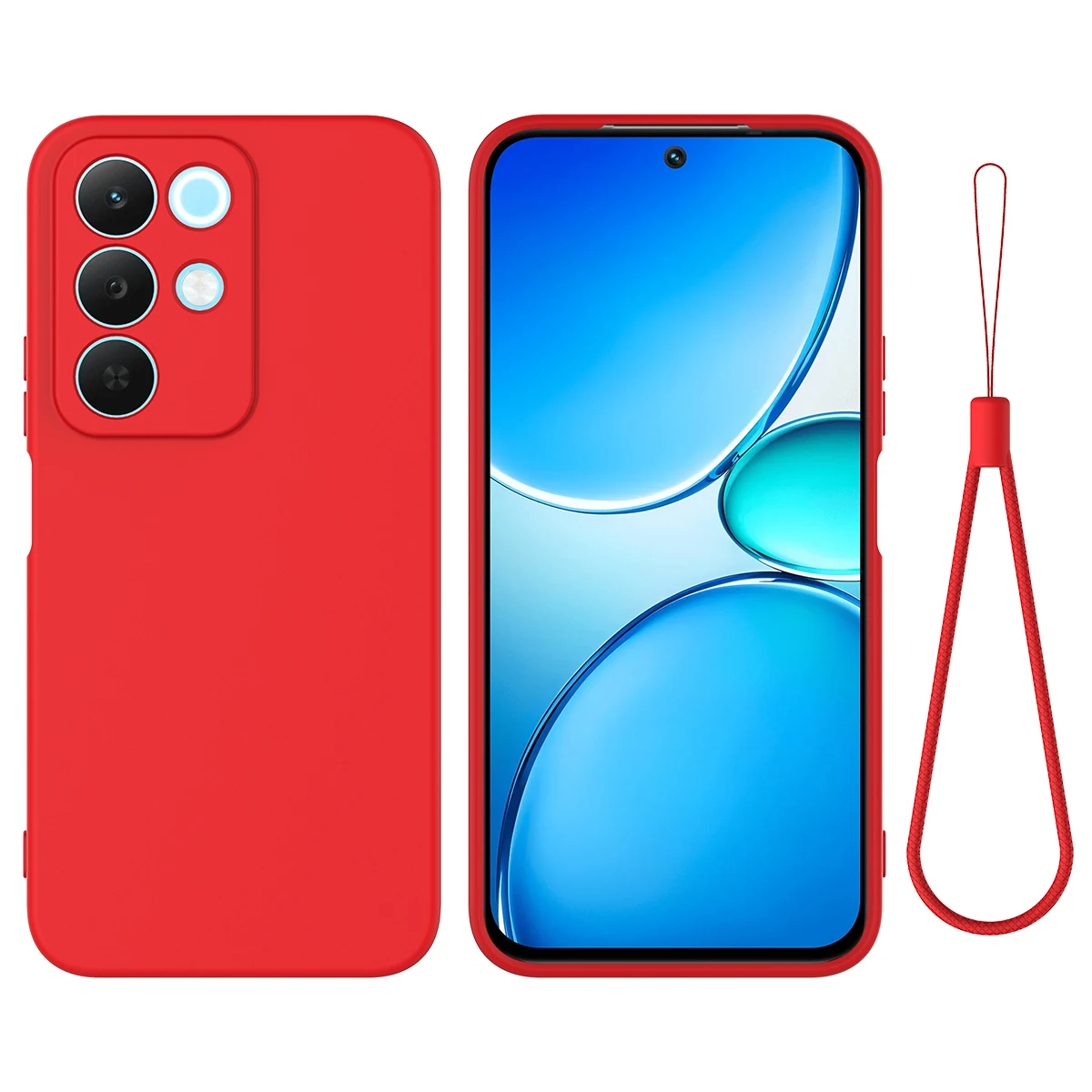 Silicone Skin-Feel Anti-Fall Shockproof Cover with Lanyard