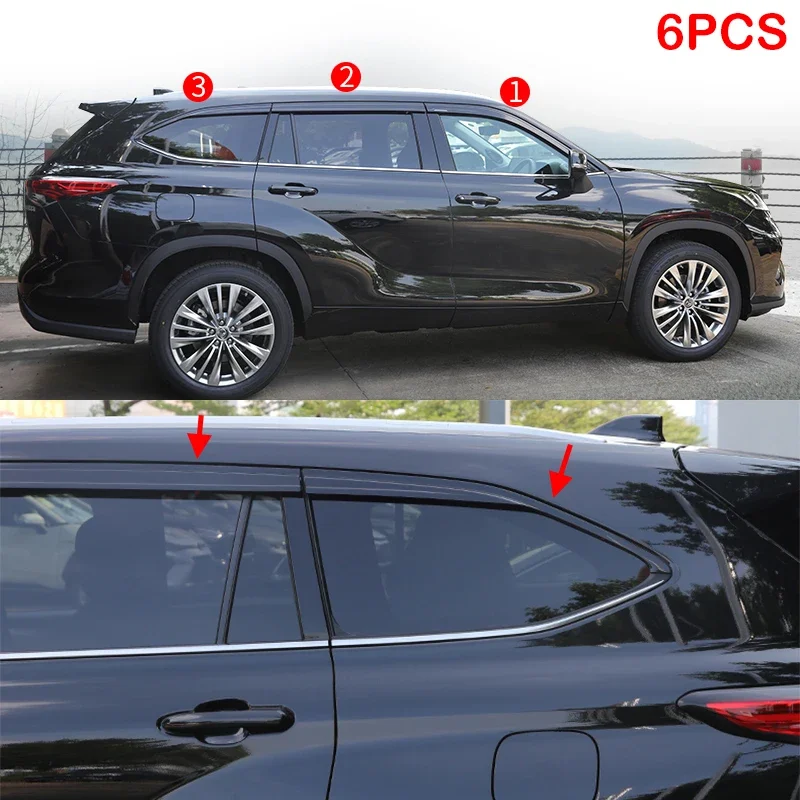 FIT For Toyota Highlander ABS black Window Visor Vent Shades Sun Rain Guard 6PCS