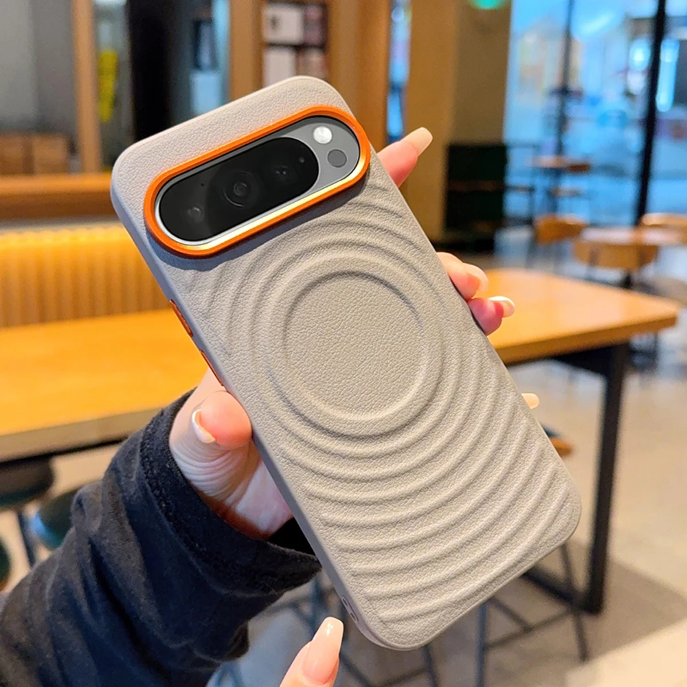 Solid Color Ripple Textured Magnetic Anti-Fingerprint Phone Case