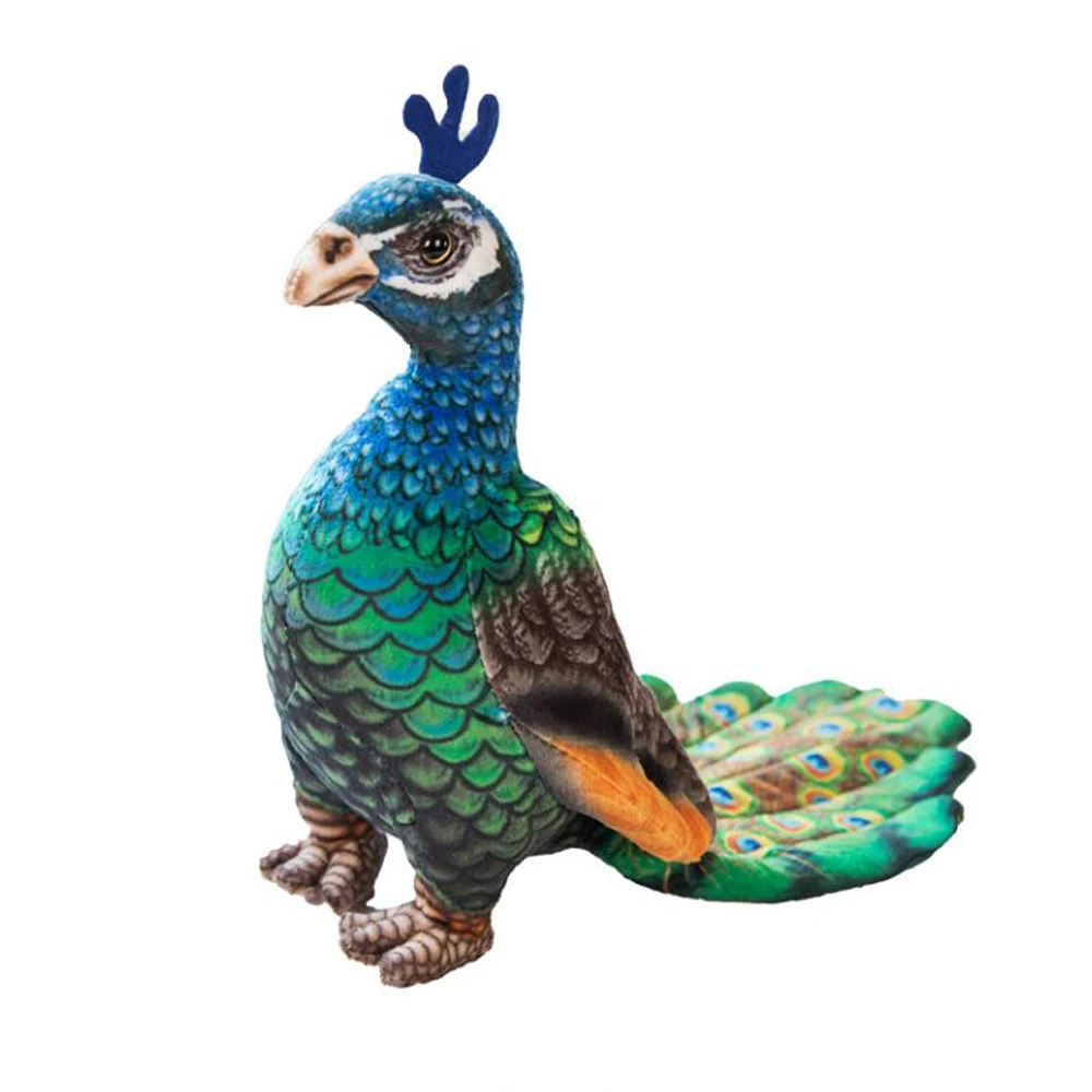 Imitation Peafowl Peacock Doll Animal Children Stuffed Plush Toy 25cm colorful peacock plush toy zoo commemorative feather opening screen doll bird toy send children birthday gifts