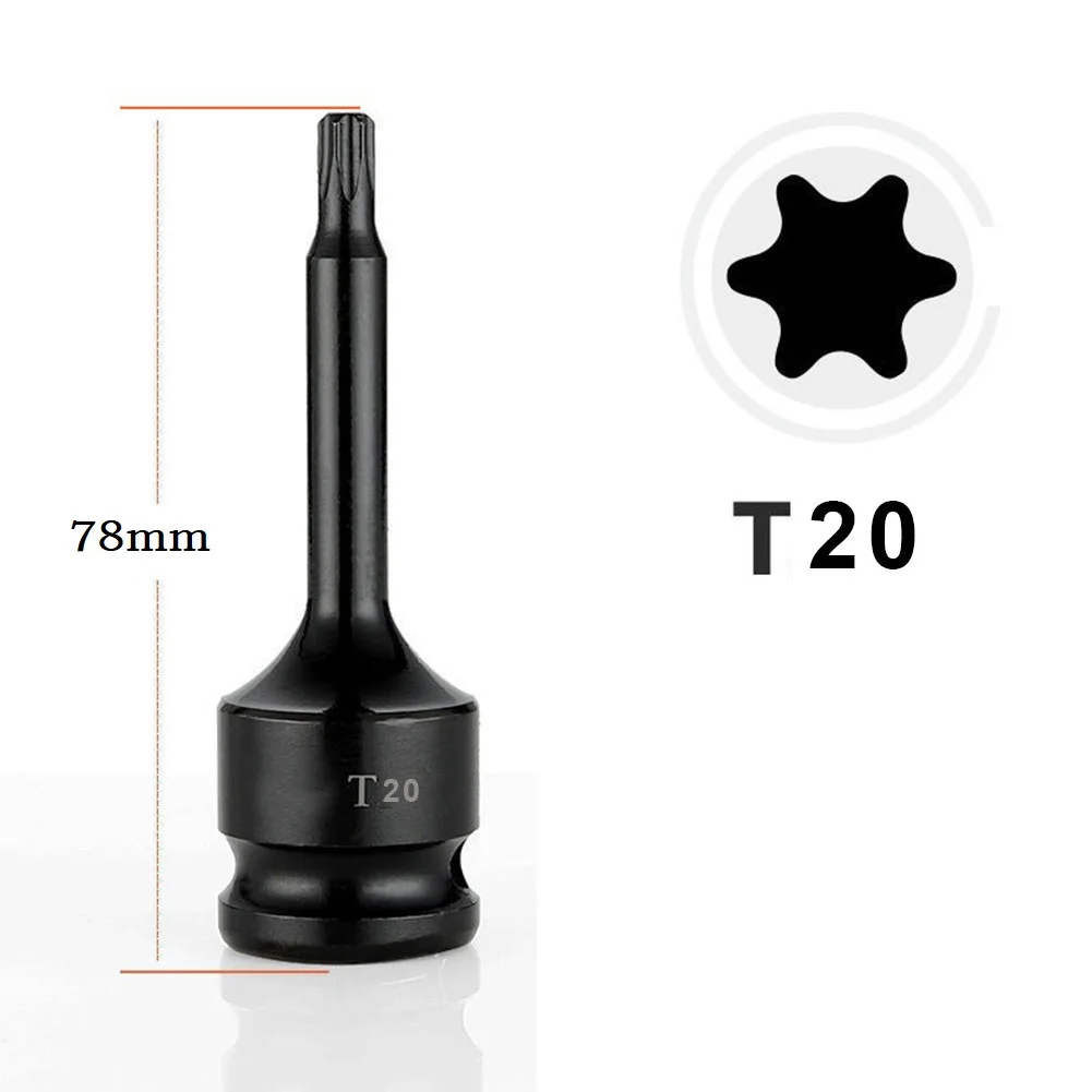 

T-shaped Sleeve Socket Adapter With Hole 1/2 Inch 1pcs Driver Star Bit Hex Shank T20-T100 Corrosion Resistance
