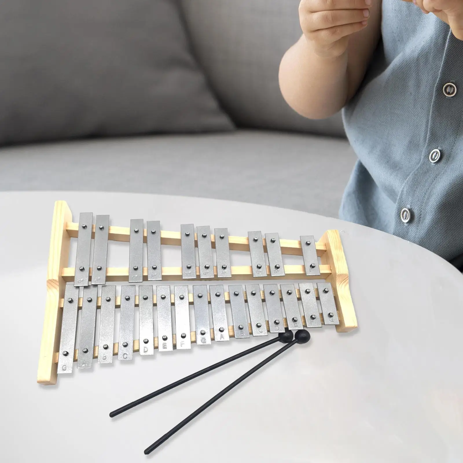25 Note Glockenspiel Xylophone Gifts Wooden Frame Compact for Kids Adults,with