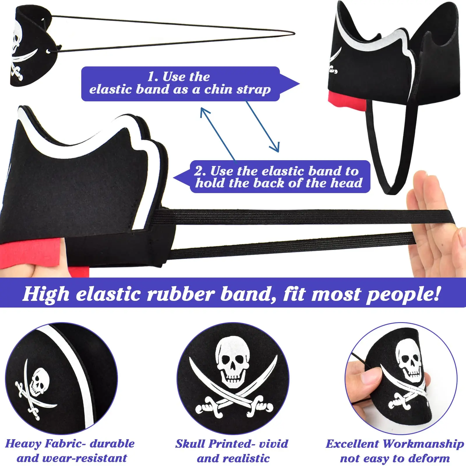 108pcs Pirate Hat Set for Kids Pirate Hats Fake Mustaches Eye Patches Party Favors for Halloween Masquerade Cosplay