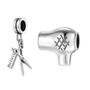 Fashion Women 925 Silver Hairdressing Tool Scissors and Comb Dangle Charms Beads Fit Original  Charm Bracelet Jewelry 1