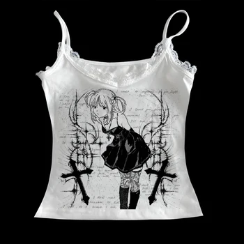 Y2k Women 90s Vintage Clothes Clothing Baby Tees Tops Women's T-shirts Goth Anime Girl printing Emo Kpop Goth Baby Tees Harajuku 1