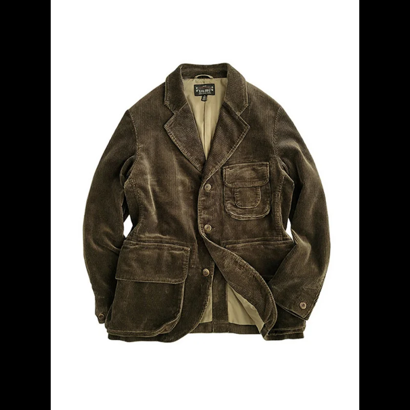 

Men's Vintage Corduroy Jacket Cotton Work Wear Jacket Amekaji Hunting Coat
