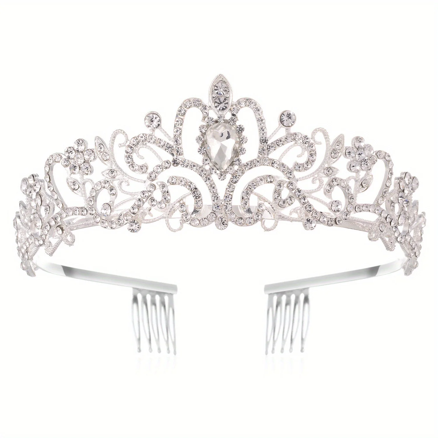 Hochzeit Haar Tiara Kristall Braut Tiara Krone mit Kamm Strass Abschluss ball Diadem Diademe und Kronen Braut Hochzeit Haarschmuck – Detail 4