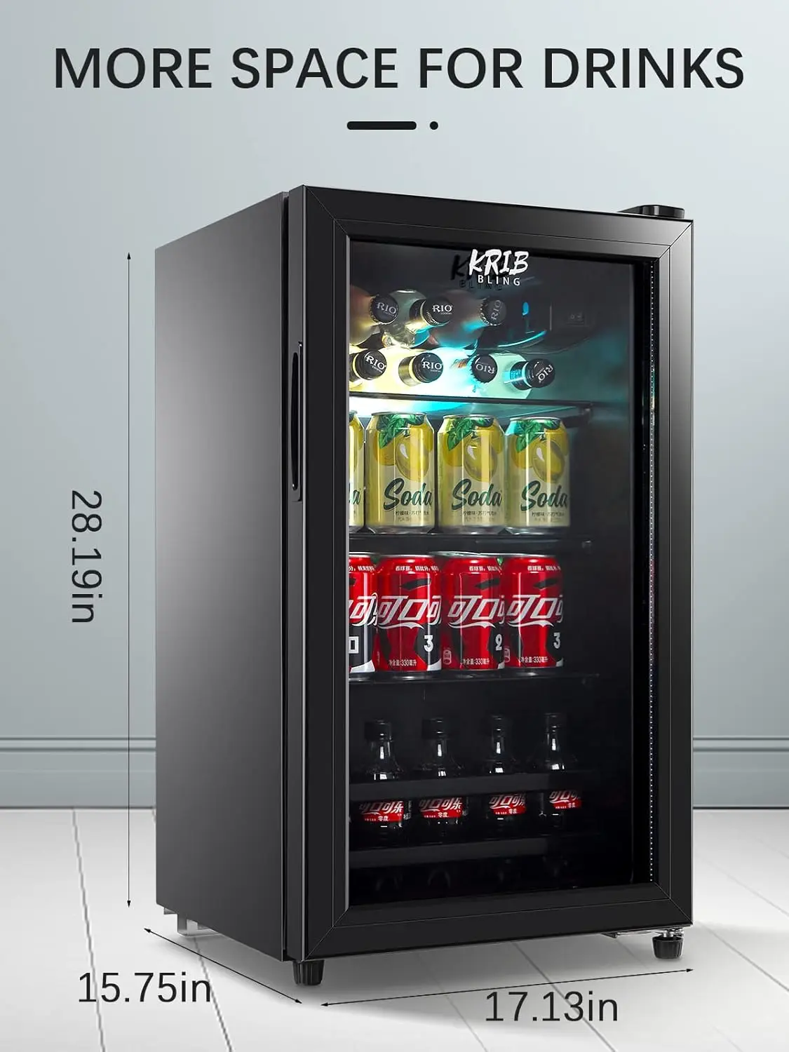 Beverage Refrigerator and Cooler for 120 Cans, Mini Refrigerator with Wire Adjustable Shelving, Small Drink Dispenser Machine 5