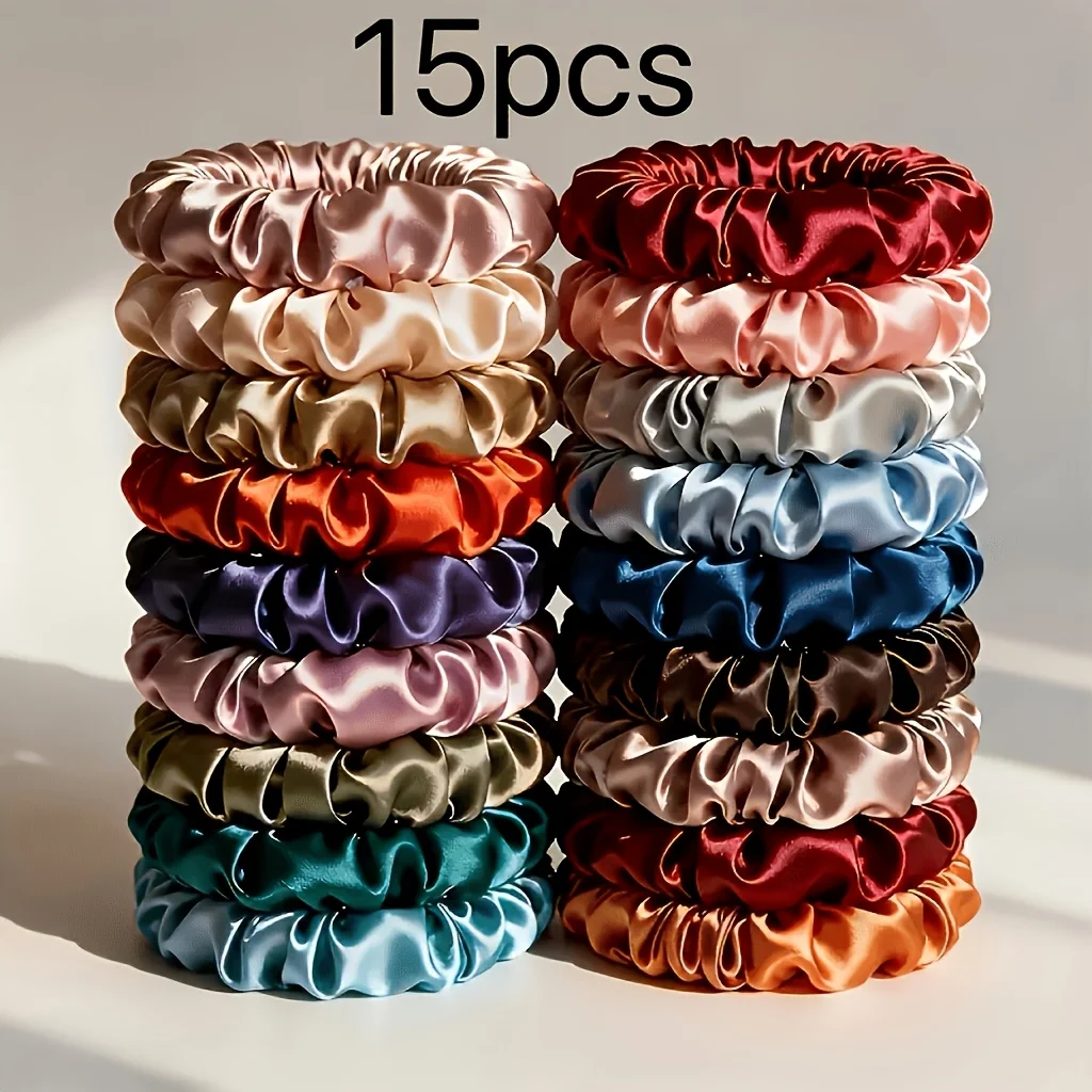 Elegant Satin Multi-Color Hair Ties - High Elasticity, Gentle & Versatile