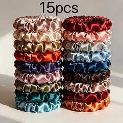 Elegant Satin Multi - Color Hair Ties - High Elasticity, Gentle & Versatile (15Pcs Random Color)