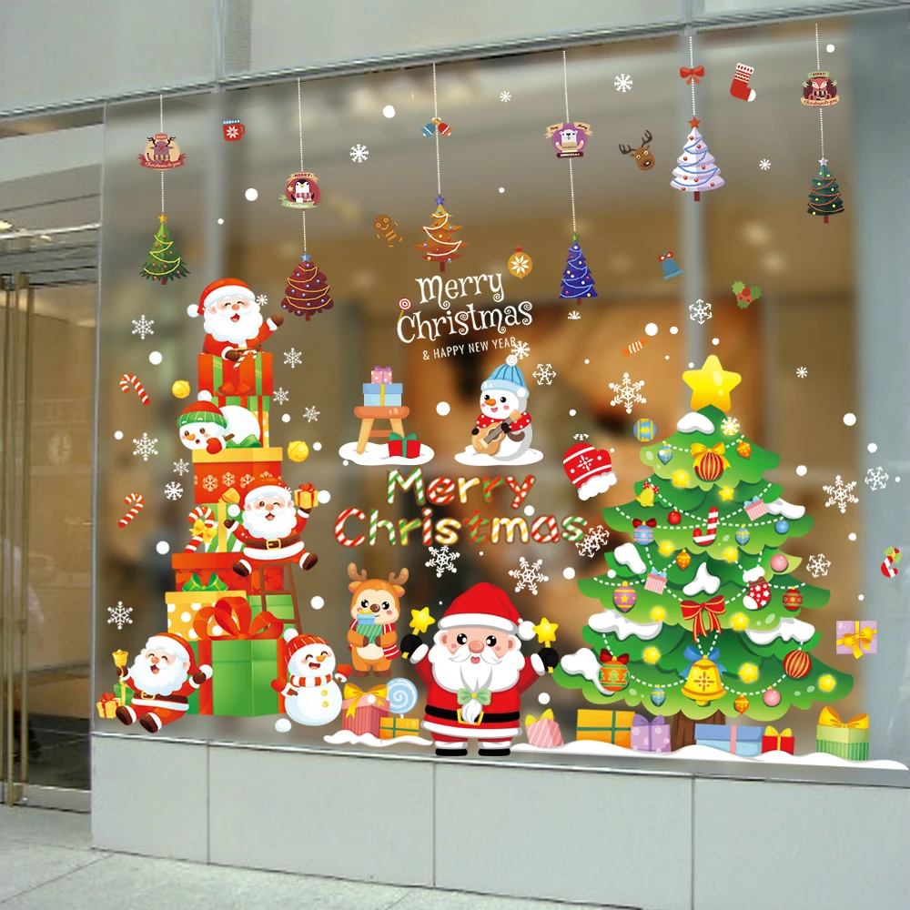 Christmas Glass Static Stickers Home Decoration