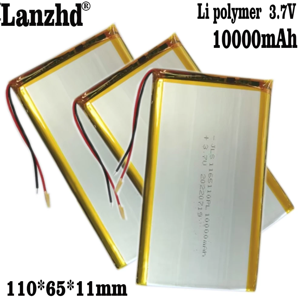 Bateria Macia do Pacote do Polímero 3.7v 10000mah 1165110 de li do Lítio de 110 Peças com Bms para a Tabuleta do Orador de Bluetooth do Banco de Potência - Image 4