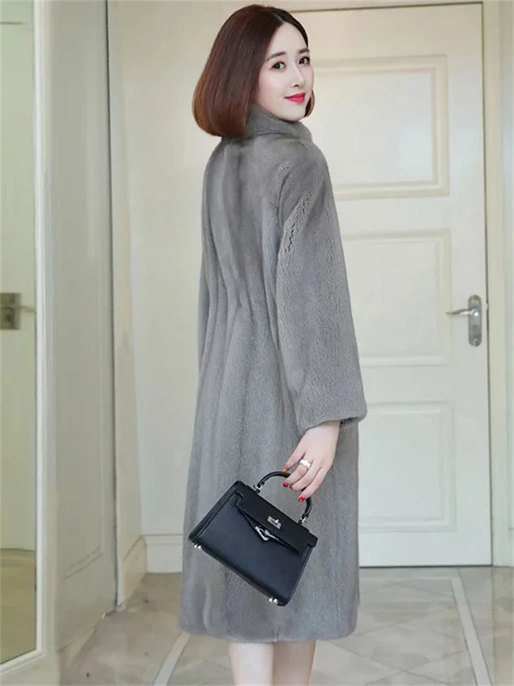 Plush Winter Faux Fur Overcoats Warm Thicken Imitate Mink Jackets Oversize 85kg Loose Jaqueta Feminina Elegant Mid-lenght Casaco