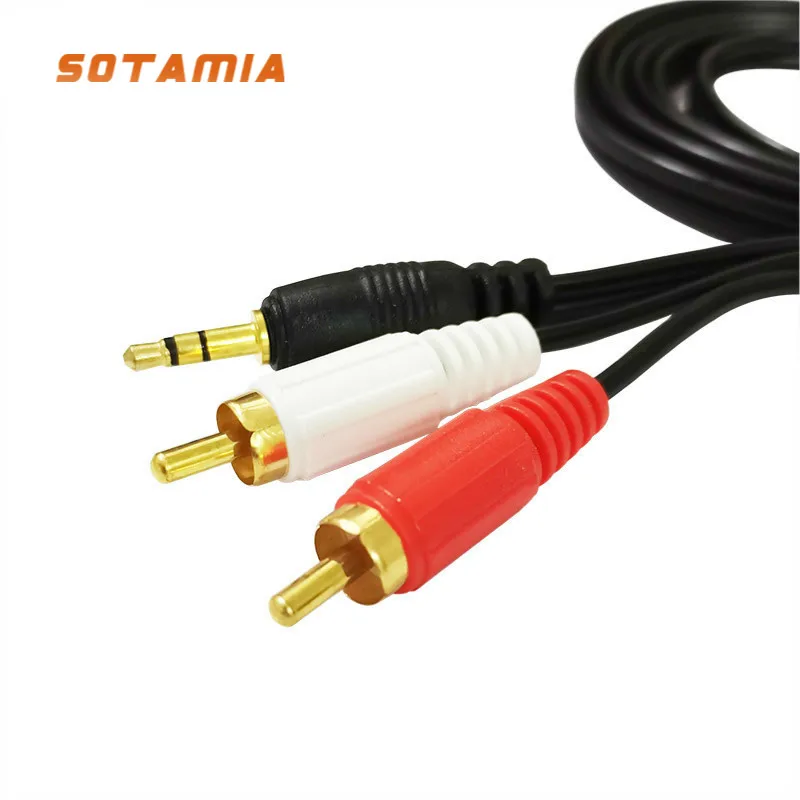 SOTAMIA RCA Cable HiFi Stereo 2 RCA To 3.5mm Audio Cable AUX RCA Jack 3.5 Splitter For Home Theater Sound Speaker Amplifier