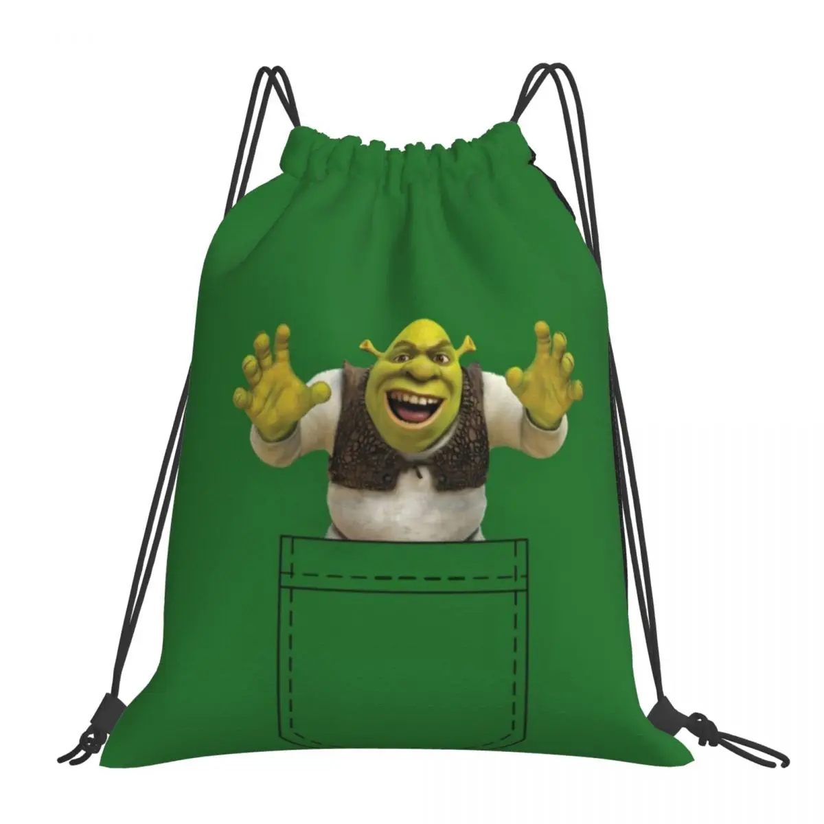 

Raised Hands Pocket Shrek Backpacks Fashion Portable Drawstring Bags Drawstring Bundle Pocket Shoes Bag Book Bags For Travel