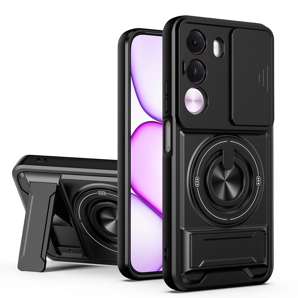 Shockproof Armor Magnetic Ring Holder Case - Enhanced Protection Back Shell