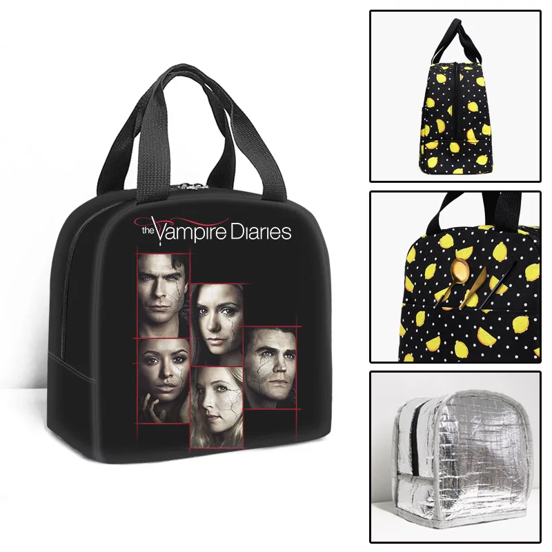 Vampire Diaries Insulated Lunch Bag Boy Girl Travel Thermal Cooler Tote Food Bags Portable Student School Lunch Bag