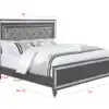 Modern Glam Style Upholstered Headboard Button Tufting Glass Inlay 1pc King Size Panel LED Lights Bed Gray Faux Leather Finish S 4