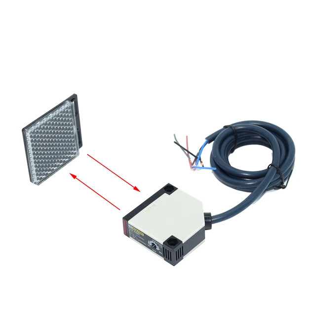 DC12-24V Reflective Photoelectric Switch Photocell E3JK-R4M1 Infrared Beam Detector Square Reflex Light Barrier Sensor 2