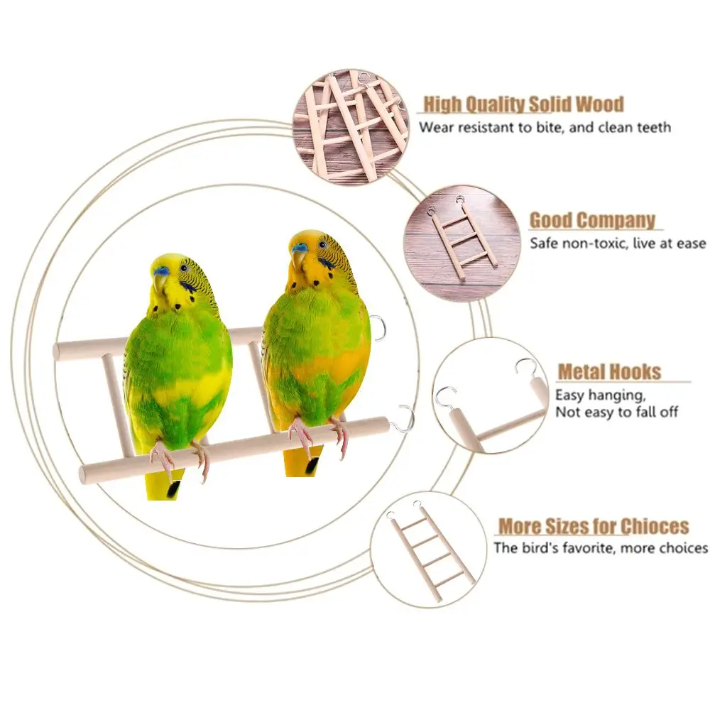 New Wooden Ladder Swing Scratcher Climbing Ladder Hamsters Parrot Toys Pet Supplies 5
