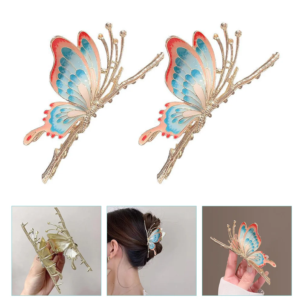 

2 Pcs Hair Jewels for Women Elegant Butterfly Clip Barrettes Claw Clips Butterflies