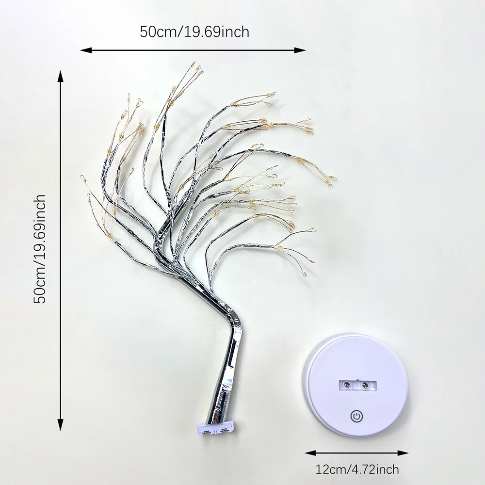 LED Tree Lights Artificial Decorative Fairy Light Battery Operated Tabletop Bonsai Lamp for Party Holiday Camping Summer Decor