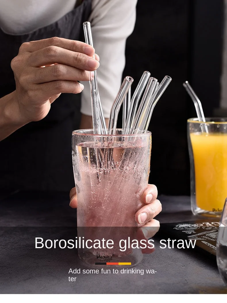 Drop Resistant Glass Straw, Transparent Food Grade, High