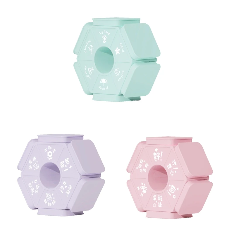Six Sided Teacher Seal Stamp Homework Review Stamper Colorful Stamps School Teacher Props Interactive Education Toys